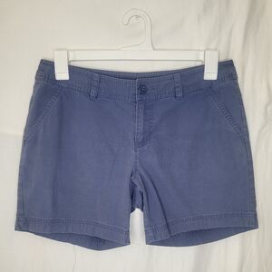 Columbia Women's Compass Ridge Blue Canvas 100% Cotton 6" Shorts Size 10